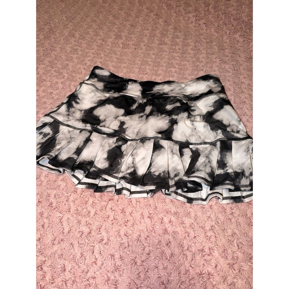 Ideology Womens Tennis Skort Medium Black White Tie Dye Pleated Active Athletic